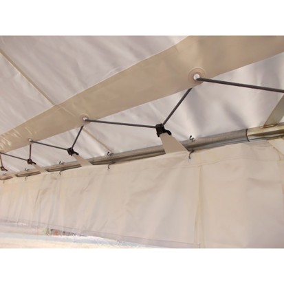 Tente de réception Plein Air (3x4m) 12m² - blanc - avec registre de sécurité. Pignon largeur 3m.