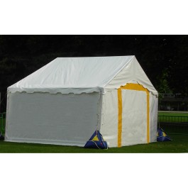 Tente de réception Plein Air (5x4m) 20m² - blanc - avec registre de sécurité. Pignon largeur 5m.