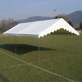 Tente de réception Plein Air (5x8m) 40m² - toit + armature - avec registre de sécurité. Pignon largeur 5m.