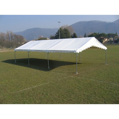 Tente de réception Super Plein Air (6x12m) 72m² - toit + armature - avec registre de sécurité. Pignon largeur 6m.