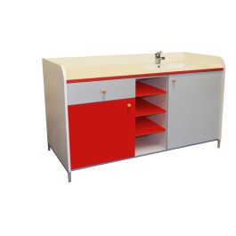 MEUBLE À LANGER SIMPLE AVEC EVIER RÉSINE ROBINETERIE ET SOCLE