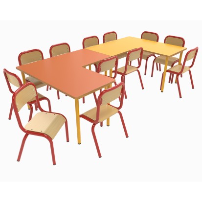 100x100x50 cm - Table scolaire modulable angle 5 pieds