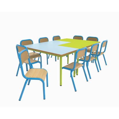 100x100x50 cm - Table scolaire modulable angle 5 pieds
