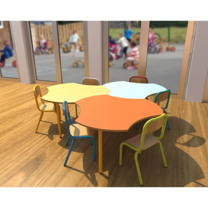 Ø100 cm - Table école modulable hélice 3 pieds