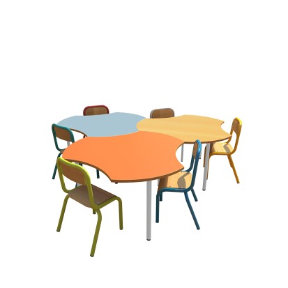 Ø100 cm - Table école modulable hélice 3 pieds