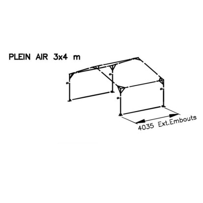Tente de réception Plein Air (3x4m) 12m² - blanc - avec registre de sécurité. Pignon largeur 3m.