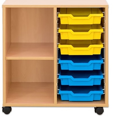 Meuble sur roulettes 2 cases 6 bacs
