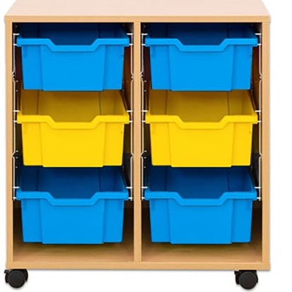 Meuble rangement école sur roulettes 6 bacs