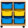 Meuble rangement école sur roulettes 6 bacs