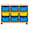 Meuble sur roulettes 3 colonnes - 9 bacs