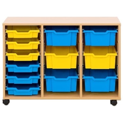Meuble 3 colonnes sur roulettes - 12 bacs