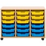 Meuble scolaire 3 colonnes 18 bacs sur roulettes
