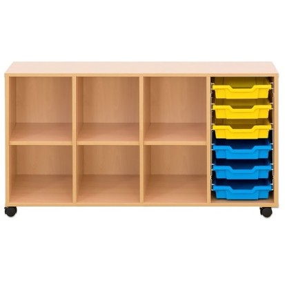 Meuble pour école 4 colonnes - 6 bacs sur roulettes