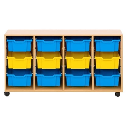 Meuble sur roulettes avec 12 bacs plastique