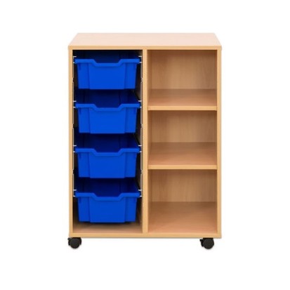 Meuble d'école sur roulettes - 2 colonnes 4 bacs