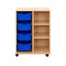 Meuble d'école sur roulettes - 2 colonnes 4 bacs