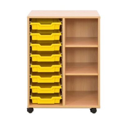 Meuble sur roulettes - 2 colonnes 8 bacs en plastique