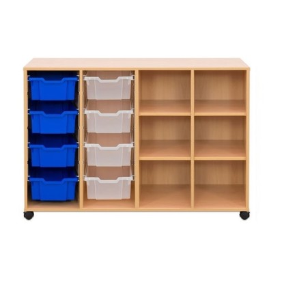 Meuble à case sur roulettes avec 8 bacs