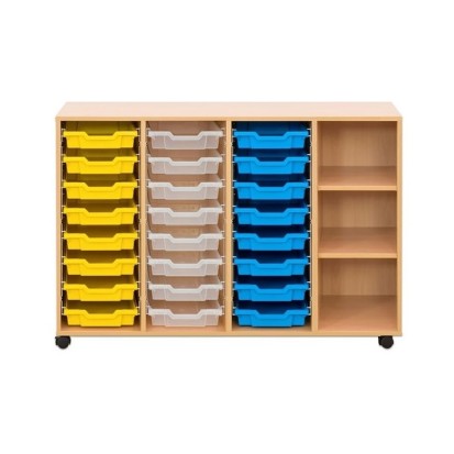 Meuble d'école sur roulettes - 24 bacs
