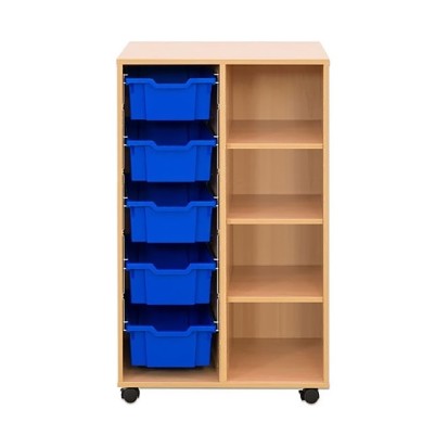 Meuble sur roulettes 2 colonnes 4 cases et 5 bacs
