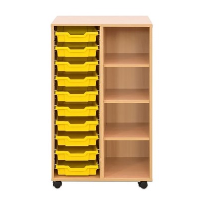 Meuble scolaire 4 colonnes - 4 cases - 10 bacs plastique