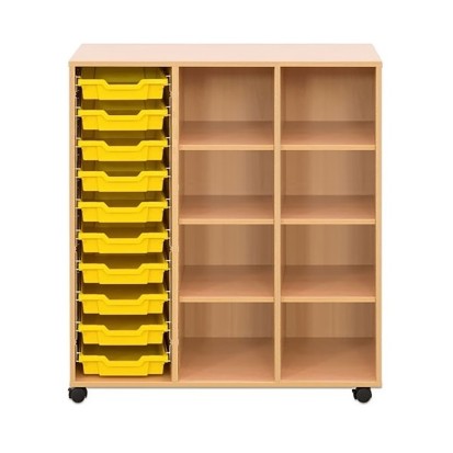 Meuble scolaire 3 colonnes - 8 cases + 10 bacs plastique