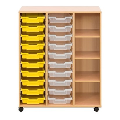 Meuble d'école 3 colonnes - 4 cases - 20 bacs plastique