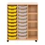 Meuble d'école 3 colonnes - 4 cases - 20 bacs plastique