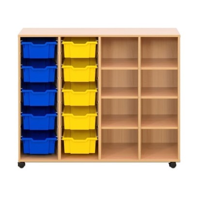 Meuble scolaire mobile 4 colonnes - 10 bacs