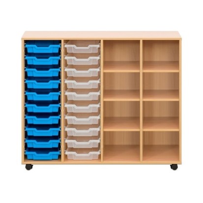 Meuble de rangement sur roulettes - 8 cases 20 bacs