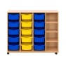 Meuble en bois 4 cases + 15 bacs en plastique