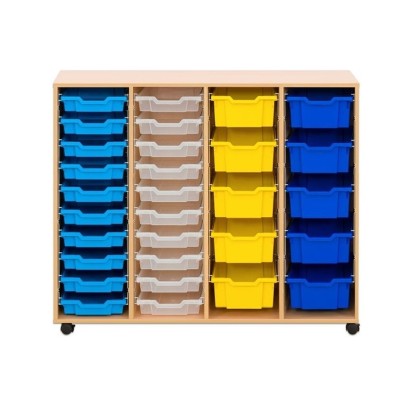 Meuble mobile pour école - 4 colonnes 30 bacs