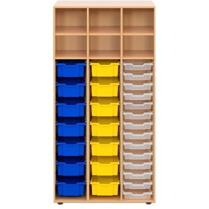 Armoire scolaire 3 colonnes - 6 cases et 28 bacs