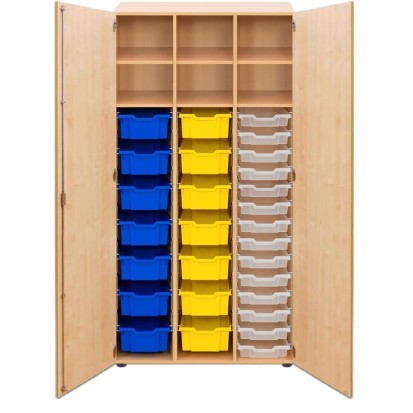 Armoire d'école 3 colonnes - 6 cases - bacs en plastiques