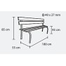 Banc CONFIDENCE 180cm bois et pieds acier