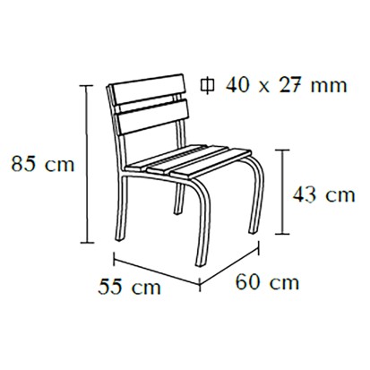 Fauteuil CONFIDENCE 60cm bois et pieds acier