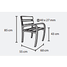 Fauteuil CONFIDENCE 60cm bois et pieds acier avec accoudoirs