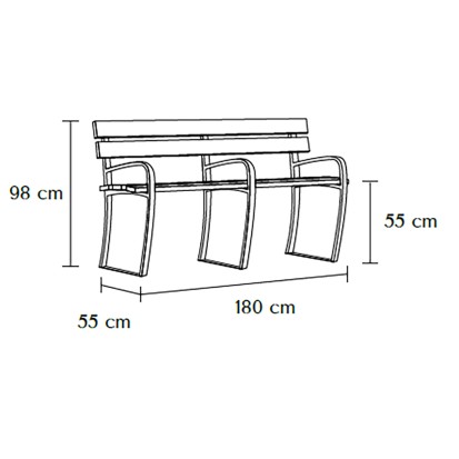 Banc CONFIDENCE Confort Senior 3 accoudoirs bois et pieds acier