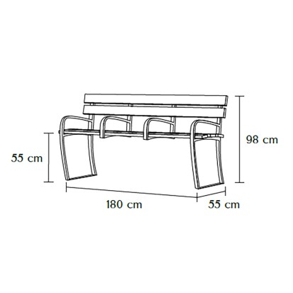 Banc CONFIDENCE Confort Senior 4 accoudoirs bois et pieds acier