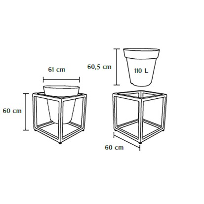 Jardinière ronde en polyéthylène et structure acier CASUAL 110l.