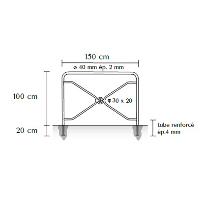 Barrière de ville en acier NATION 150cm