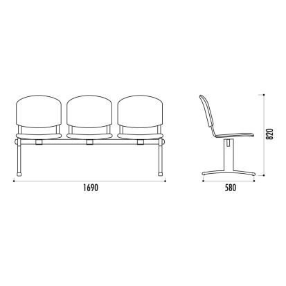 Poutre ISO en tissu dossiers résille 4 places