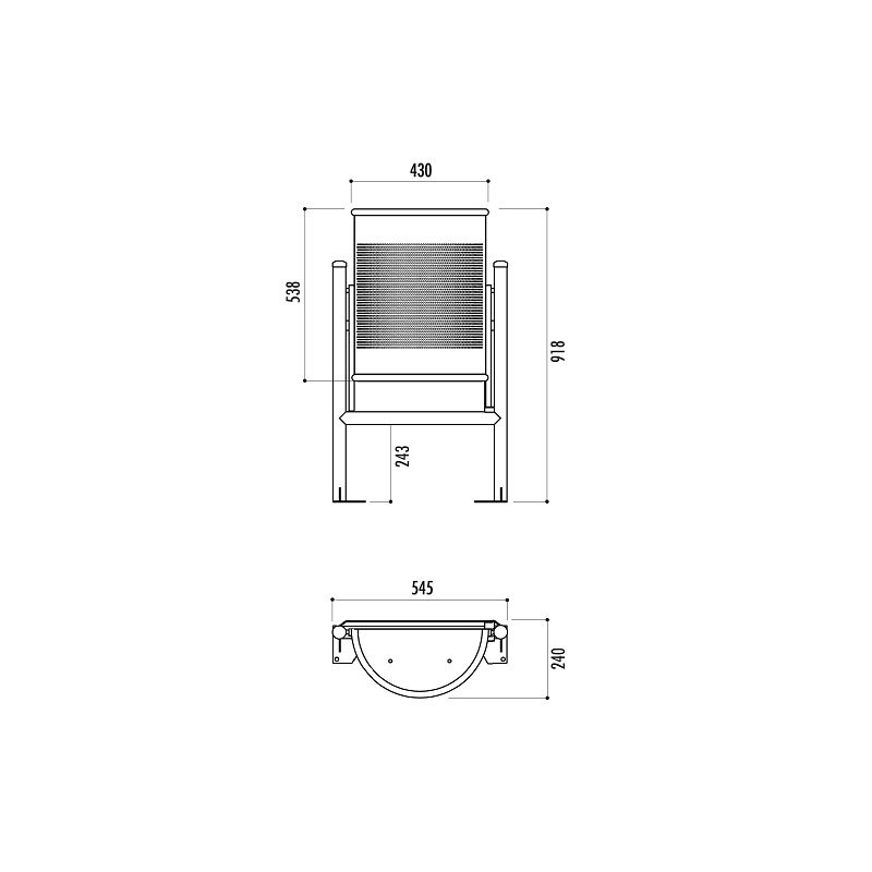 Poubelle plastique recyclé noire à couvercle basculant 35L