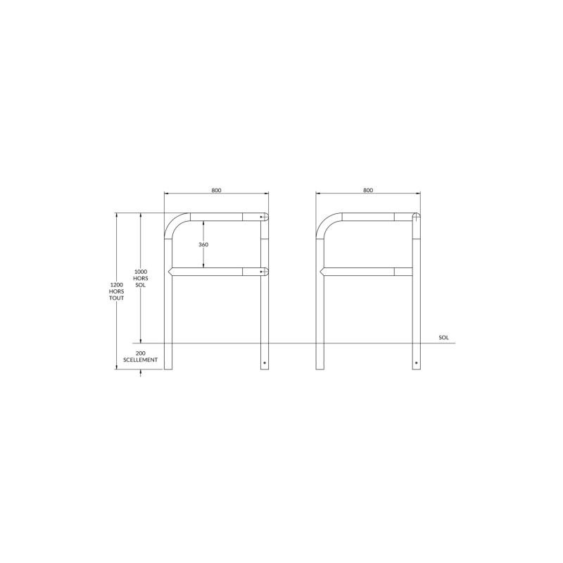 Arceau d'angle renforcé jaune et noir - Espace Equipement