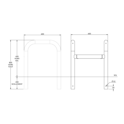 Etrier modulable en acier Ø 60cm