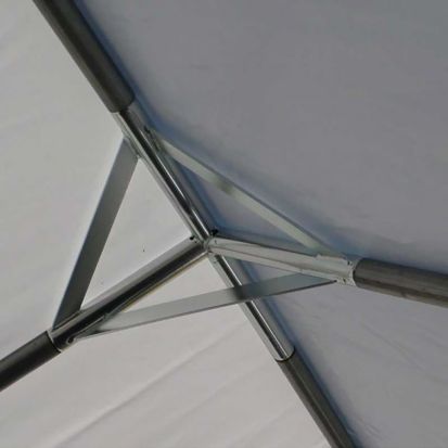 Tente de réception Super Plein Air (6x8m) 48m² - blanc - avec registre de sécurité. Pignon largeur 6m.