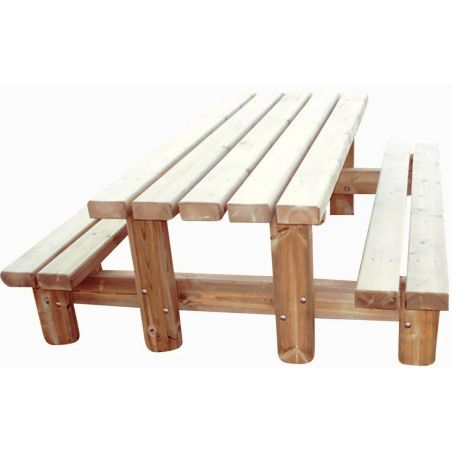 Table de pique-nique en bois RUSTIQUE adaptée PMR