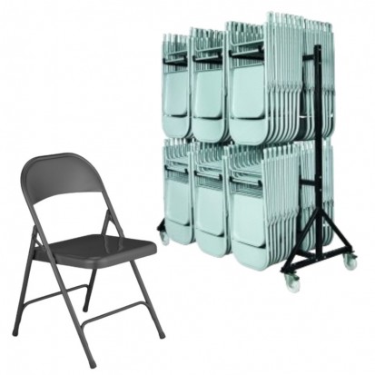 Lot - Chaises en métal EUROP Grey Edition® + 1 chariot