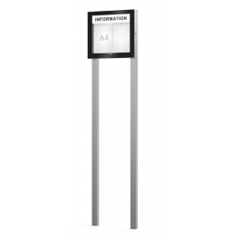 Vitrine sur poteaux ép.54 mm + bandeau-titre EDGE Procity