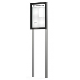 Vitrine sur poteaux ép.54 mm + bandeau-titre EDGE Procity